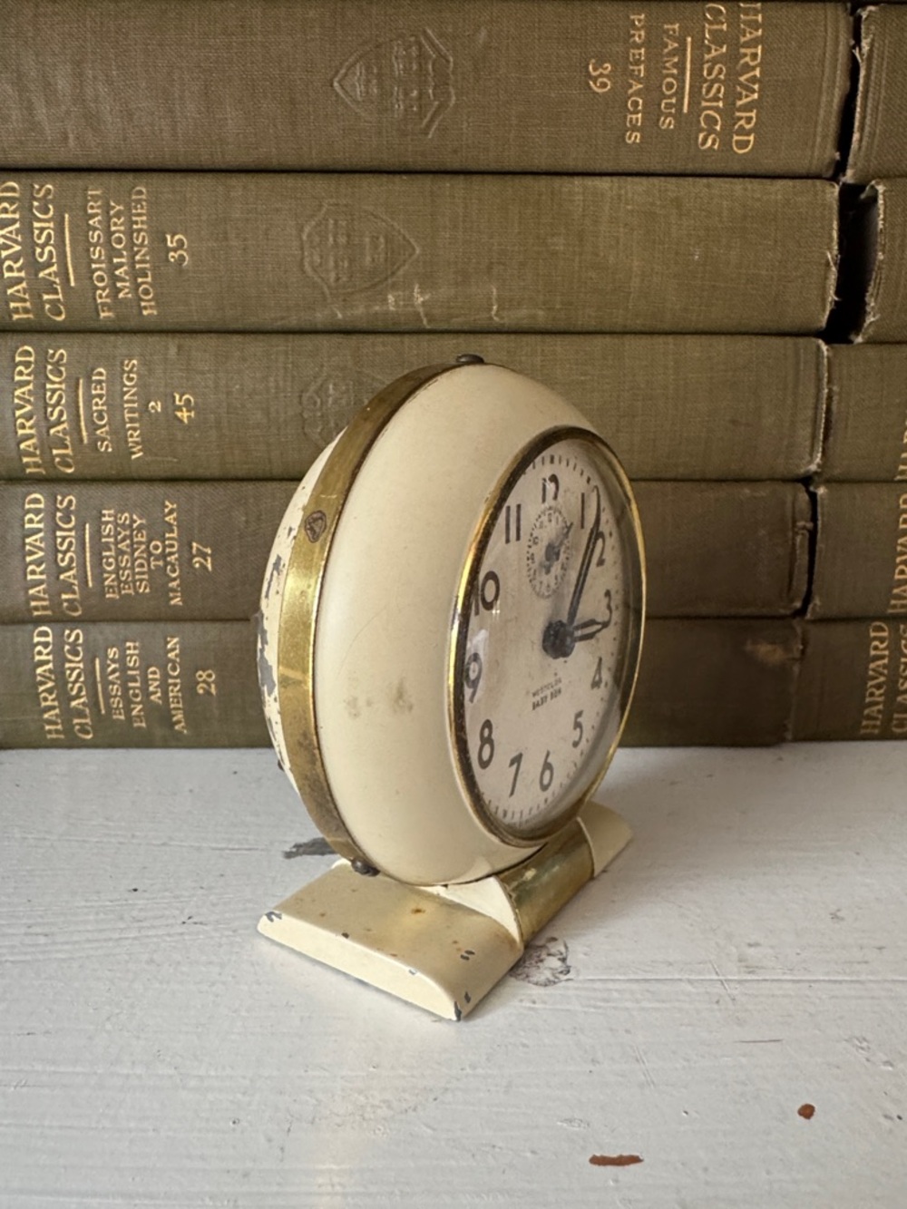 Baby Ben Westclox Cream and Gold Vintage-Style Wall Clock - Picture 3 of 4